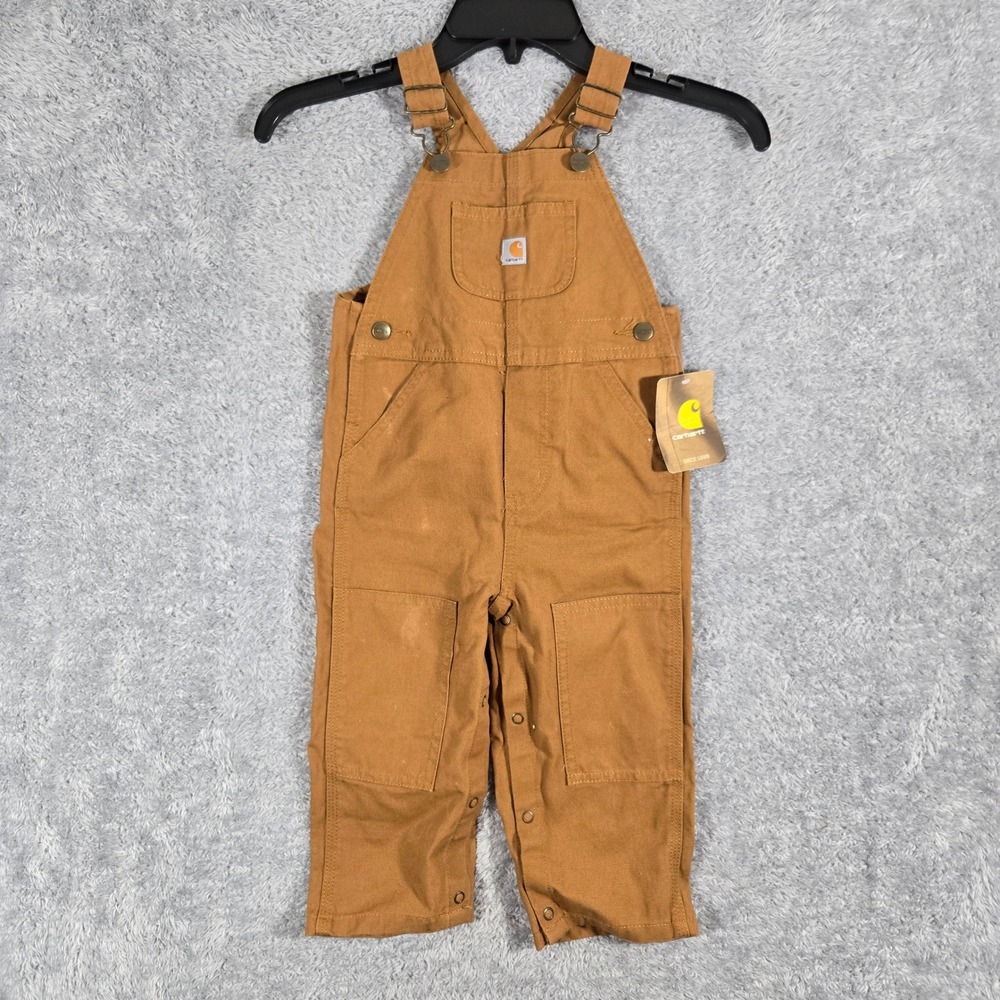Carhartt Kids Brown Duck Canvas Bib Overalls 24M Original Fit RN13706 NWT